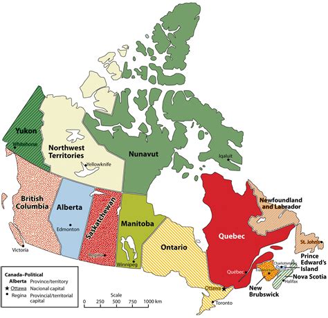 Map of Canadian Provinces and Territories